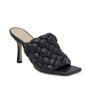 Marc Fisher Black Braided Leather High Heel Mule